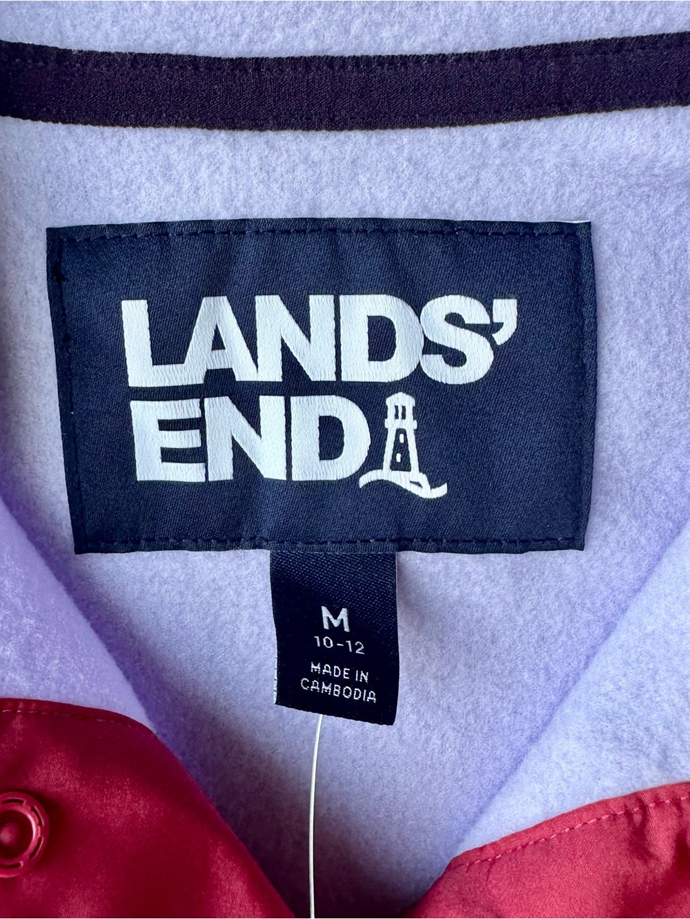 Lands End NWT Womens M 10-12 Heritage Fleece Pullover - Colorblock Purple - Picture 2 of 11
